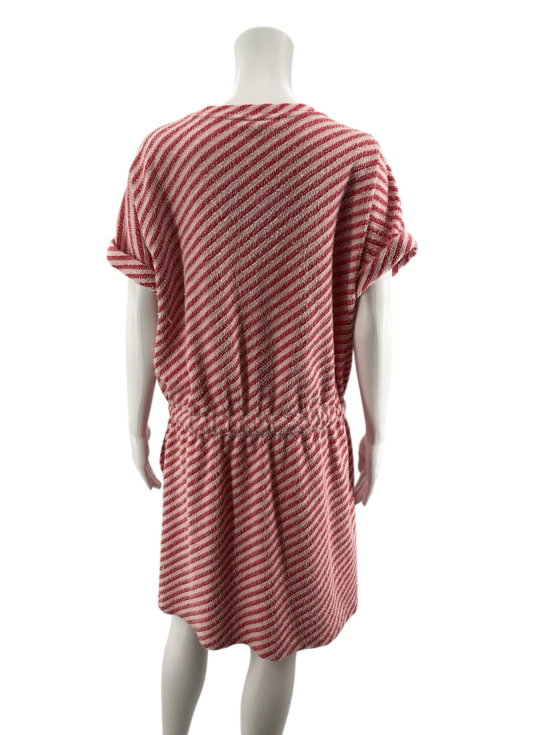 Lou &amp; Grey Red &amp;amp; White Diagonal Stripe Terry T-Shirt Dress | XL