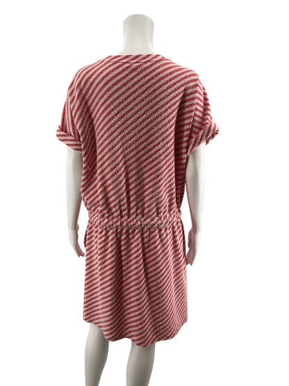 Lou &amp; Grey Red &amp;amp; White Diagonal Stripe Terry T-Shirt Dress | XL