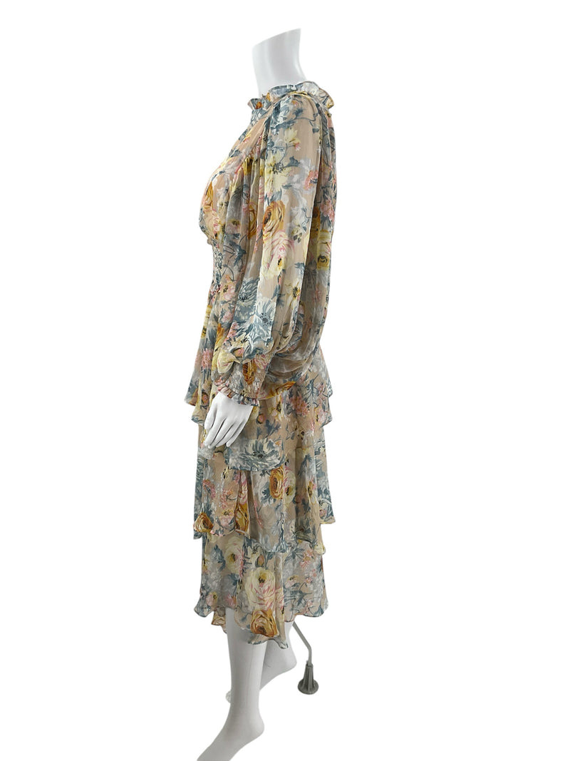 Elliatt Yellow/Blue Floral Pre-Owned Ladies Dress - Size Small - Margaret’s Fine Consignment
