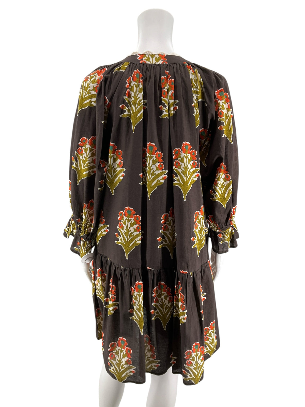 THML Floral Botanical Print Tiered Cotton Mini Dress Size Small