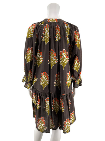 THML Floral Botanical Print Tiered Cotton Mini Dress Size Small