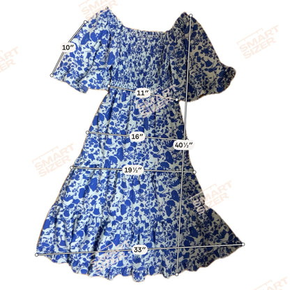 She + Sky Blue Maxi She + Sky Blue Floral Smocked Tiered Midi Dress Size Small - Size S