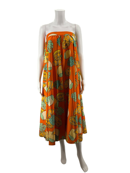 Moon Orchid Lemon Print Strapless Convertible Maxi Dress / Skirt