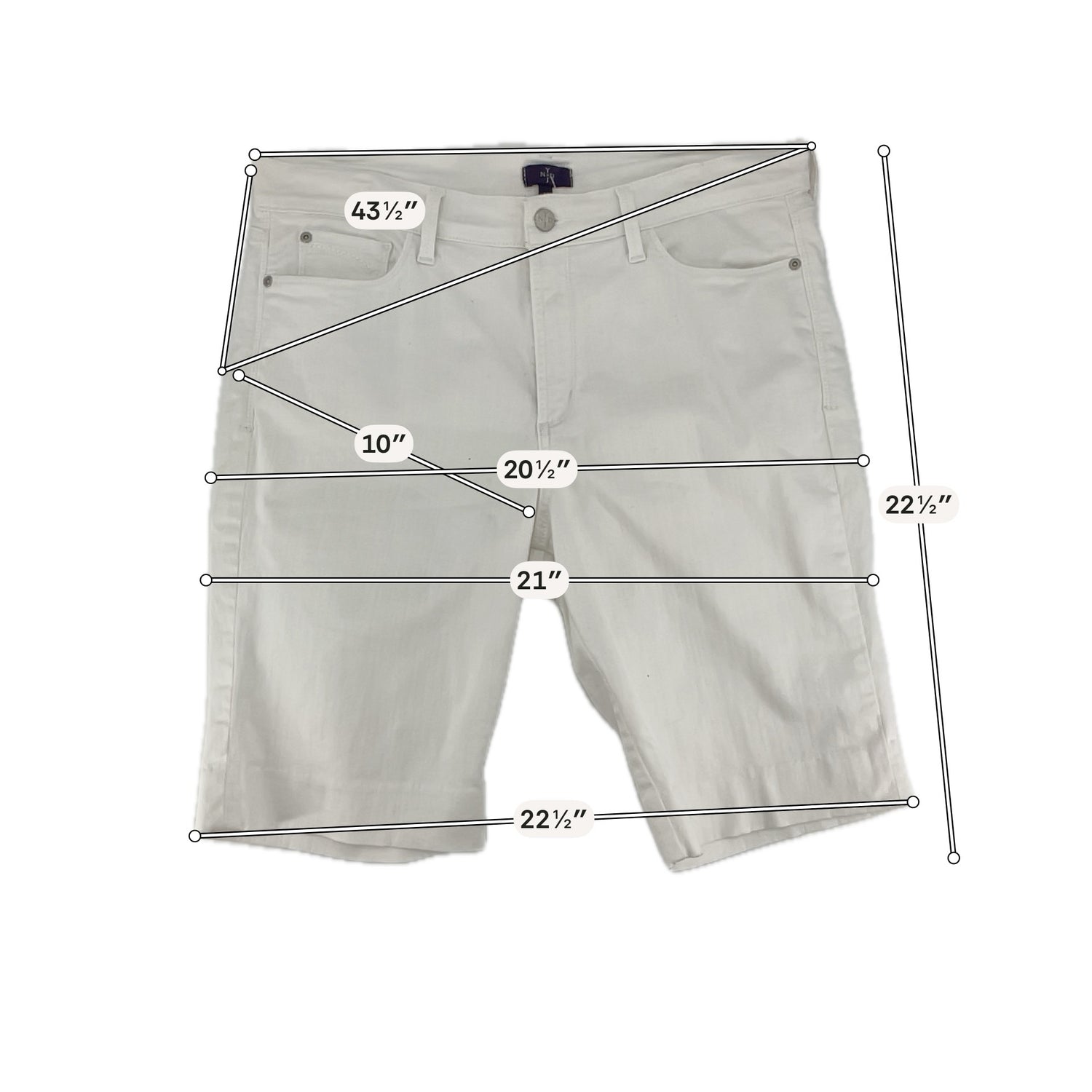 NYDJ White Stretch Denim Bermuda Shorts Size 14