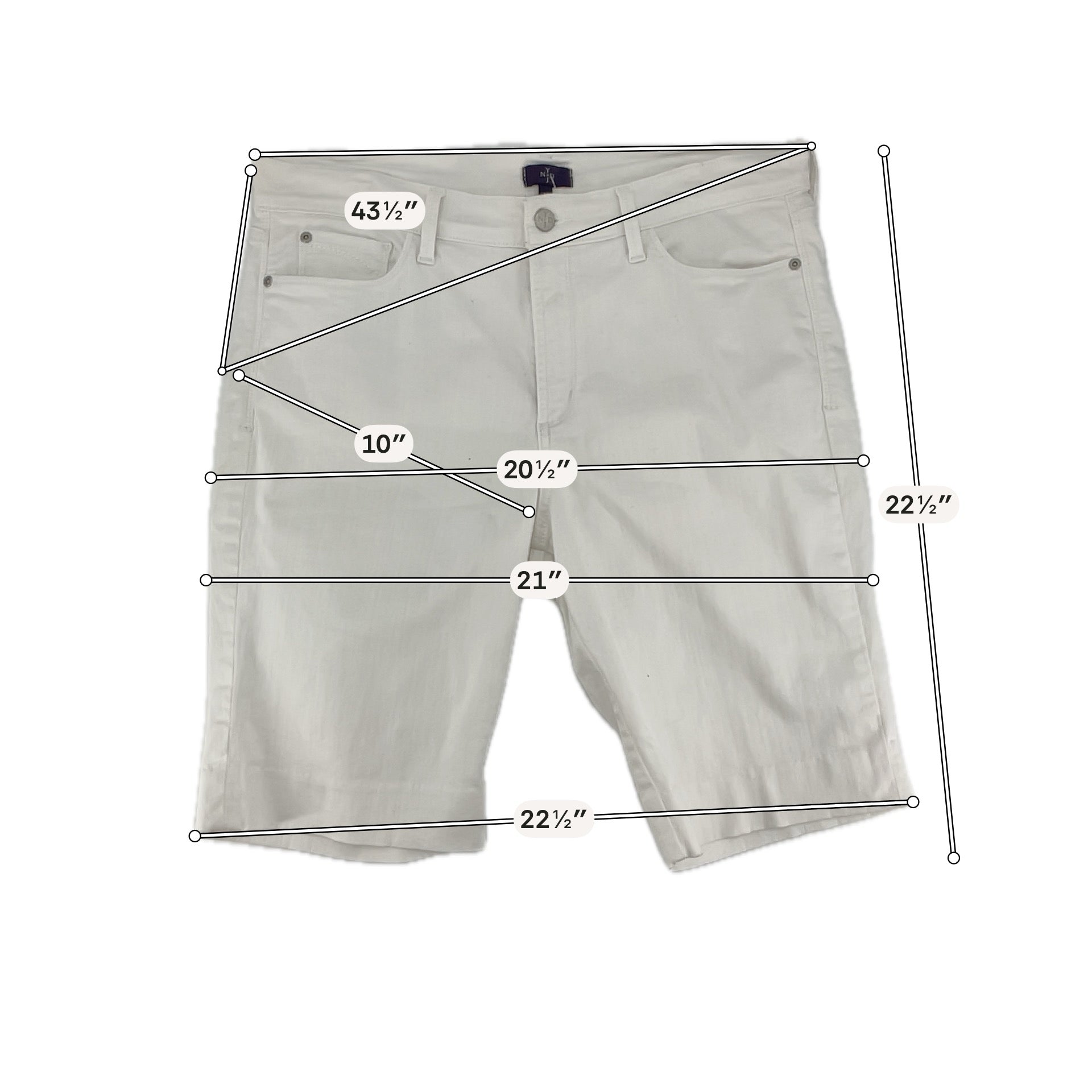 NYDJ White Stretch Denim Bermuda Shorts Size 14