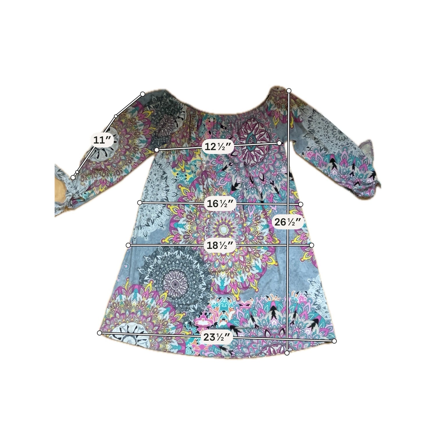 Jodifl Boho Paisley Print Off-Shoulder Tunic Dress Size Small