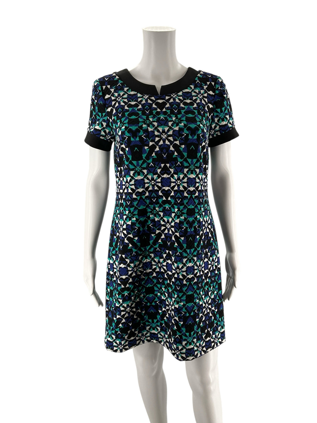Maggy LondonTeal/Blue/Black Print Pre-Owned Ladies Dress - Size 4