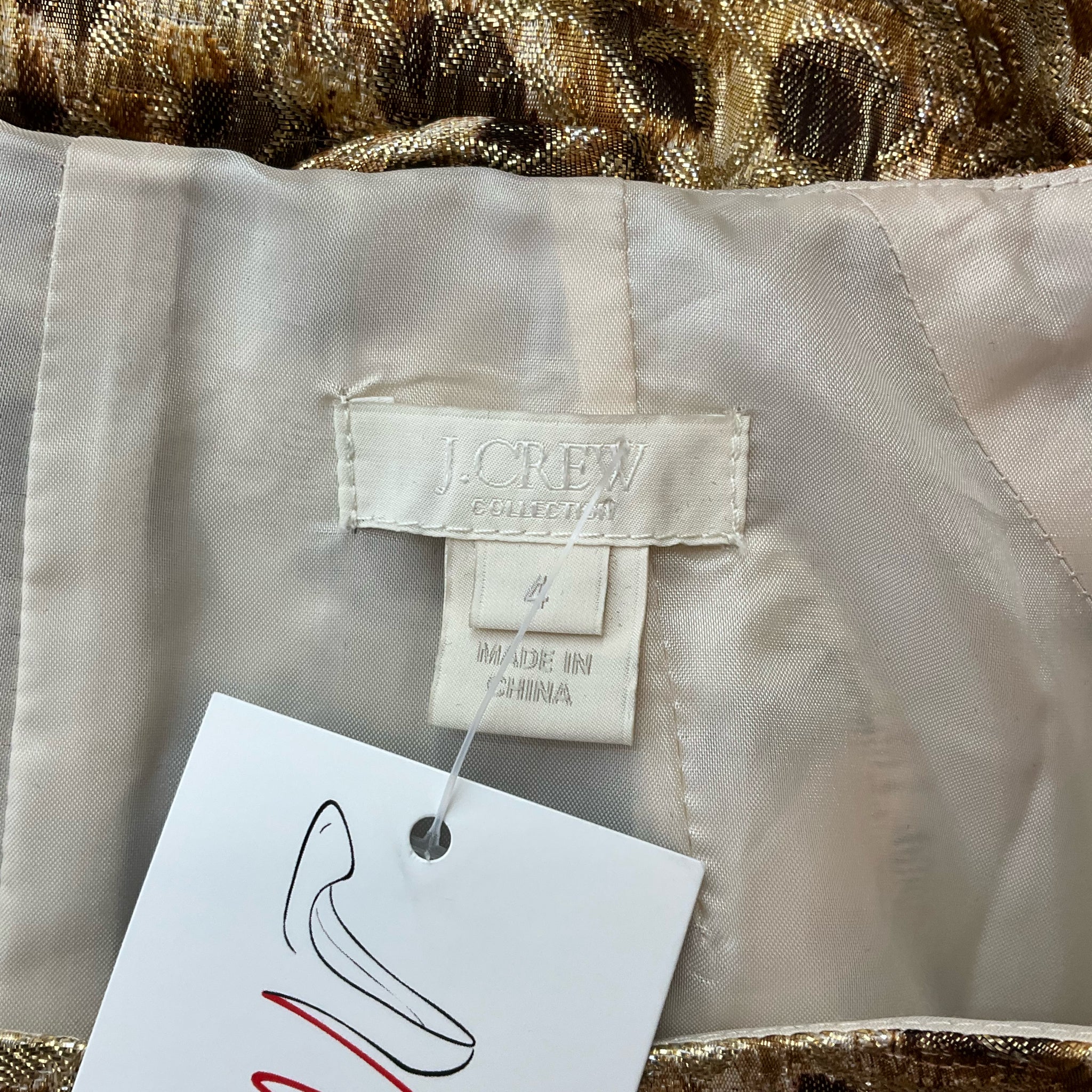 J. Crew Collection Metallic Leopard Jacquard Bow Back Dress Size 4
