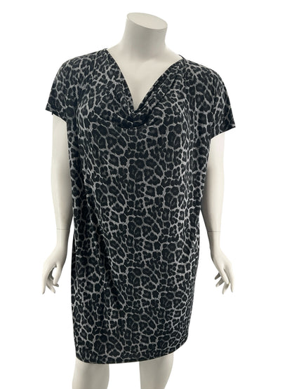 MICHAEL Michael Kors Plus Size 3X Cowl-Neck Animal Print Dress - Gray, Black - ONLINE ONLY