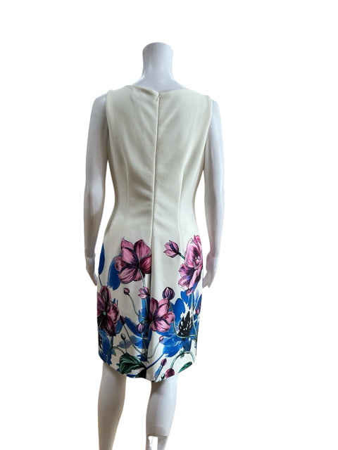 Ivanka Trump Floral Border Pintuck Sheath Dress Size 8