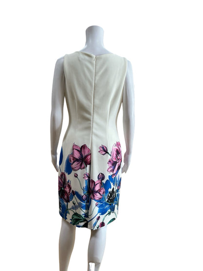 Ivanka Trump Floral Border Pintuck Sheath Dress Size 8