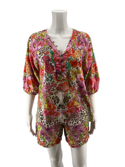 Johnny Was Anya Floral Cotton Tunic &amp; Shorts 2-Piece Set Size XS