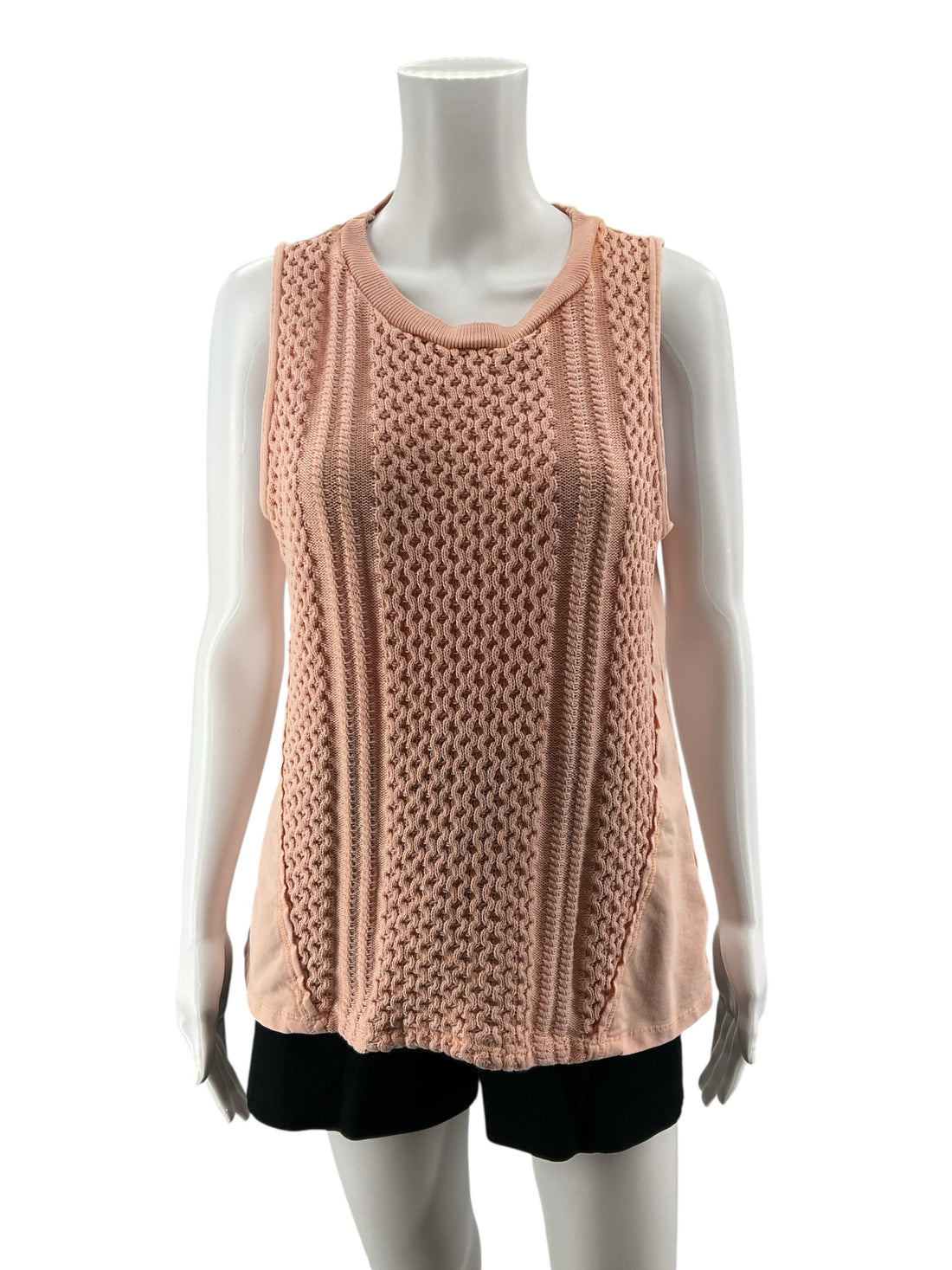 Saturday Sunday by Anthropologie Peach Cable Knit Sweater Tank Top Size Large