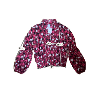 cabi maroon Long Sleeve Ruffle Blouse Floral Smocked Long Sleeve Top Maroon Size S - Size S
