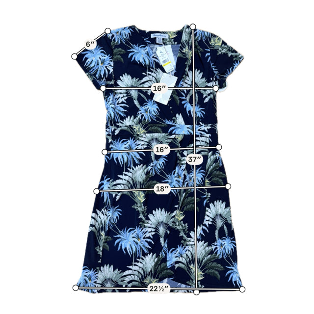 tommy bahama wrap dress Clara Palm Print Faux Basque Waist Dress | 95% recycled polyester sizechart-plunged-slip-dress-hips Color:US12
