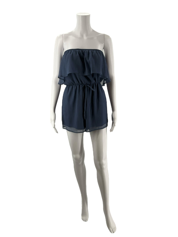 Blue Blush Blue Sheer Romper - Size Small