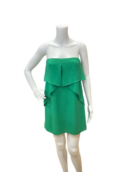 BCBG Size 2 Green Solid Consignment Ladies Dress