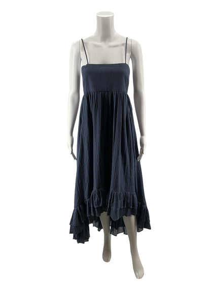 Kleid For Her Navy Blue Tiered Ruffle Midi Dress Size XS