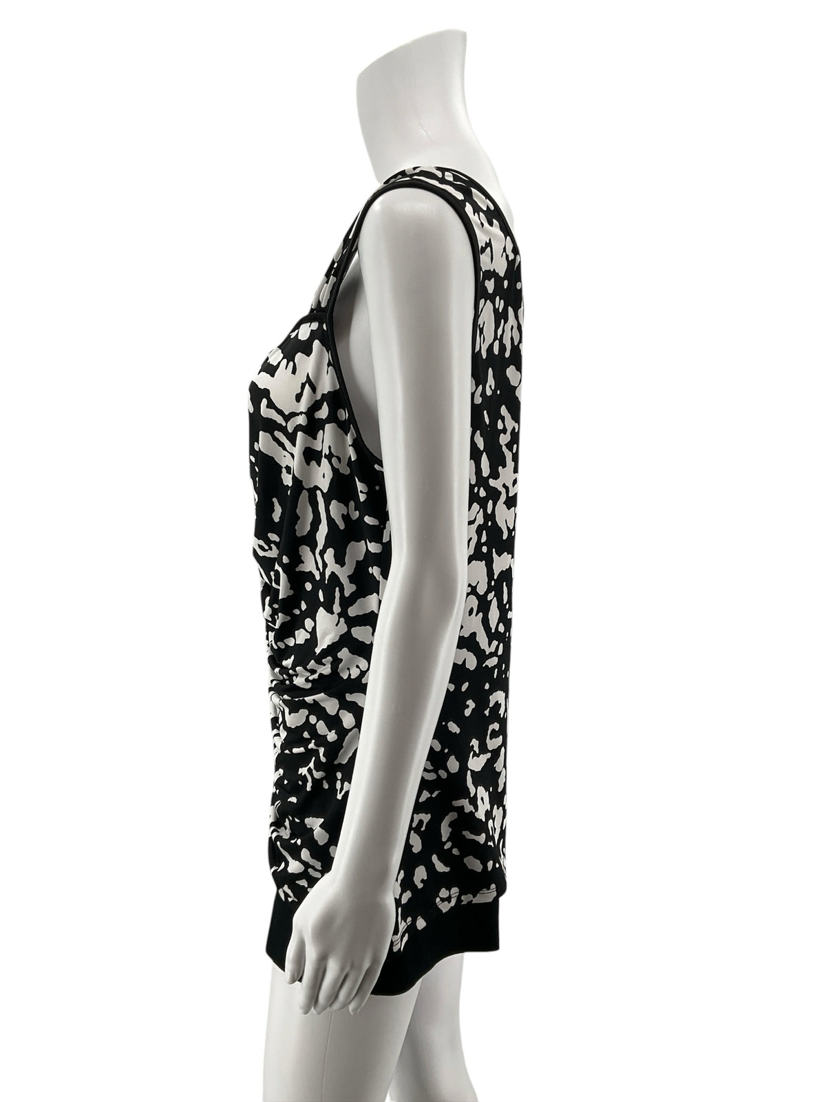 Etcetera Abstract Print Ruched Sleeveless Top | Size XL
