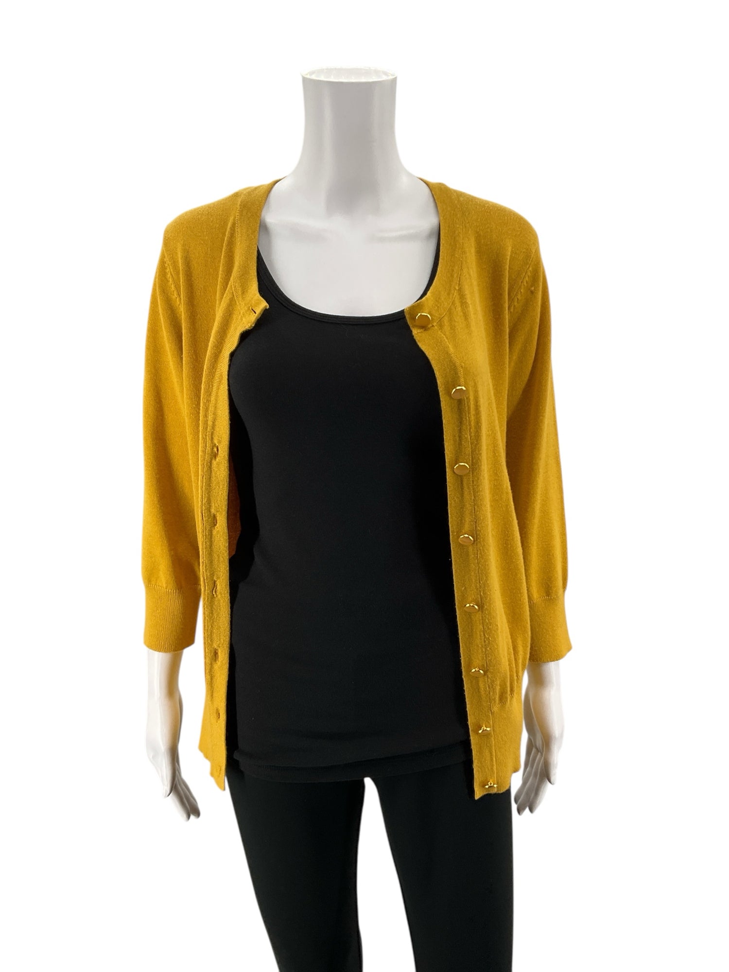 Premise Mustard Yellow Snap Front Cardigan Sweater | Size Medium