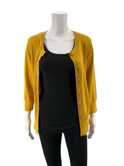 Premise Mustard Yellow Snap Front Cardigan Sweater | Size Medium