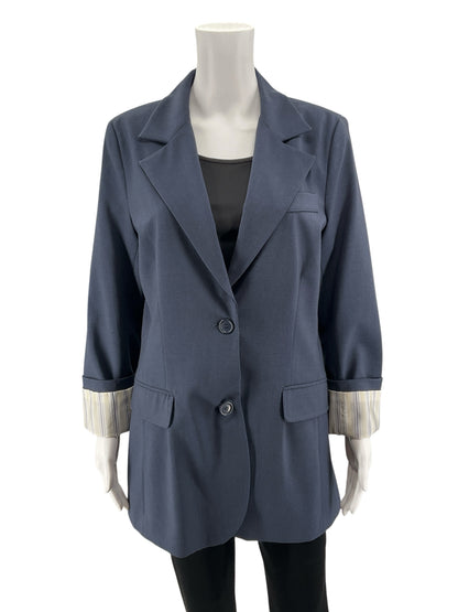 J.B.’s Luxury Denim by Allen Schwartz Navy Blazer Size 10 Striped Lining