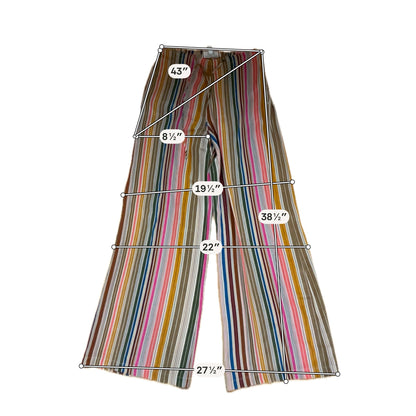 Johnny Was Vintage Multi-Stripe 100% Silk 2-Piece Pant Set | Size XS