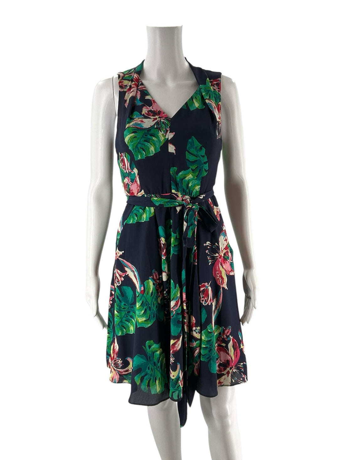Tahari Navy/Green Floral Pre-Owned Ladies Dress - Size 2 Petite - Margaret’s Fine Consignment