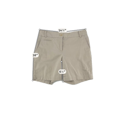 Talbots Khaki Chino, Mid Rise, Walking Shorts Size 2 Khaki Solid Shorts - Size 2