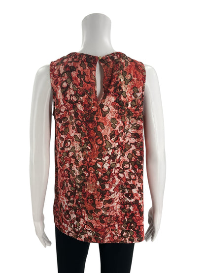 Anne Klein Coral/Brown Print Pre-Owned Ladies Top - Size Small - Margaret’s Fine Consignment