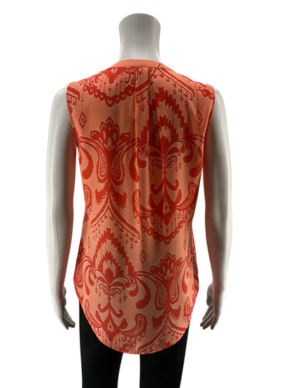 New York &amp; Co Orange Paisley Print Sleeveless Blouse Top XS