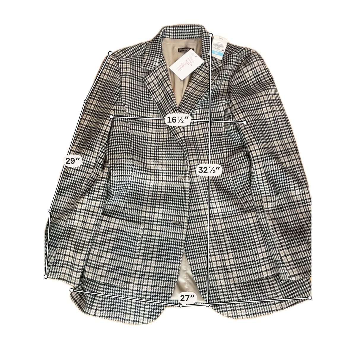 J.McLaughlin Houndstooth Blazer Jacket Tan &amp; Black | Size Medium NWT