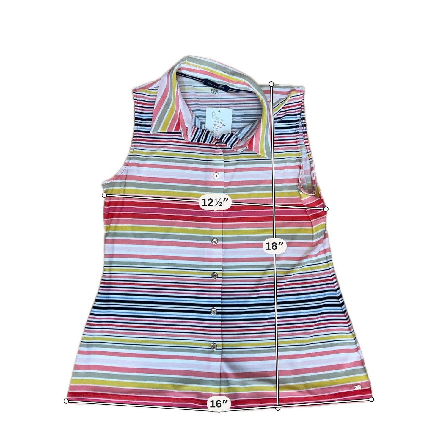 Tommy Hilfiger Multicolor Stripe Sleeveless Polo Tank Top | Size Medium