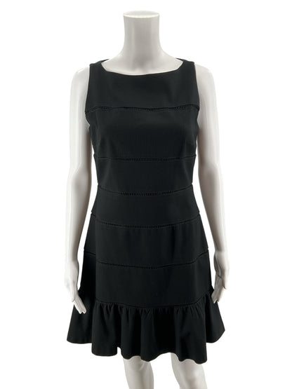 Ann Taylor Ladder Stripe Fit &amp;amp; Flare Dress Black Size 4 - ONLINE ONLY