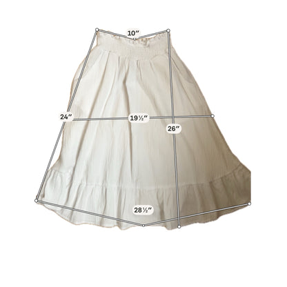 Joie Aeson B Tiered Smocked Midi Skirt White Cotton Gauze XL