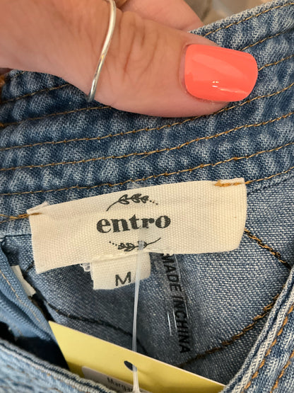 Entro Quilted Diamond Stitch Denim Shift Dress Blue Size Medium
