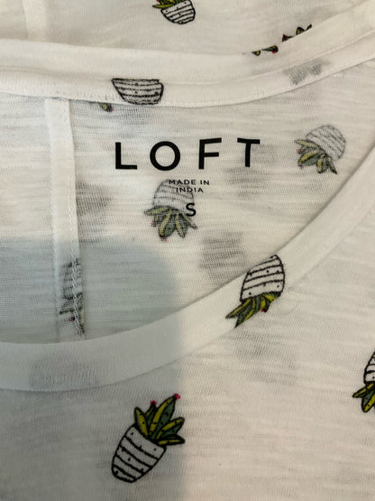 Loft White Sleeveless White Succulent Plant Print Short Sleeve Tee T-Shirt Size Small - Size S