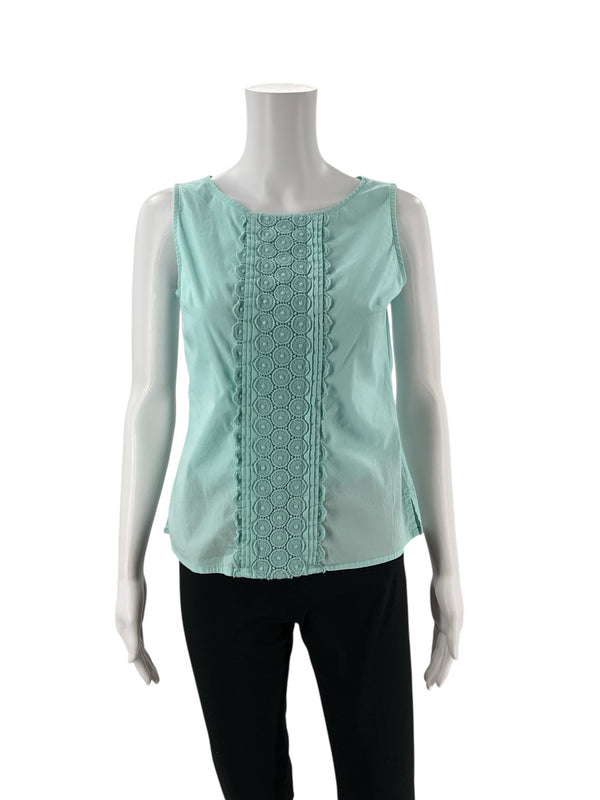 Talbots Aqua Embroidered Pre-Owned Ladies Top - Size 6 Petite