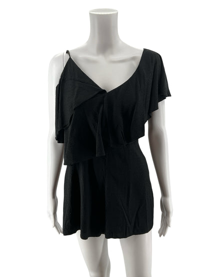Gentle Fawn Textured One-Shoulder Romper Black Size XS