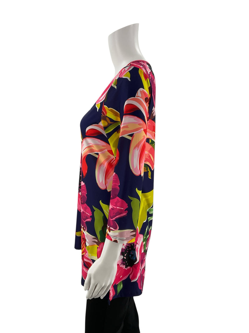 Sophie A Purple/Pink/Orange Floral Pre-Owned Top - Size Medium