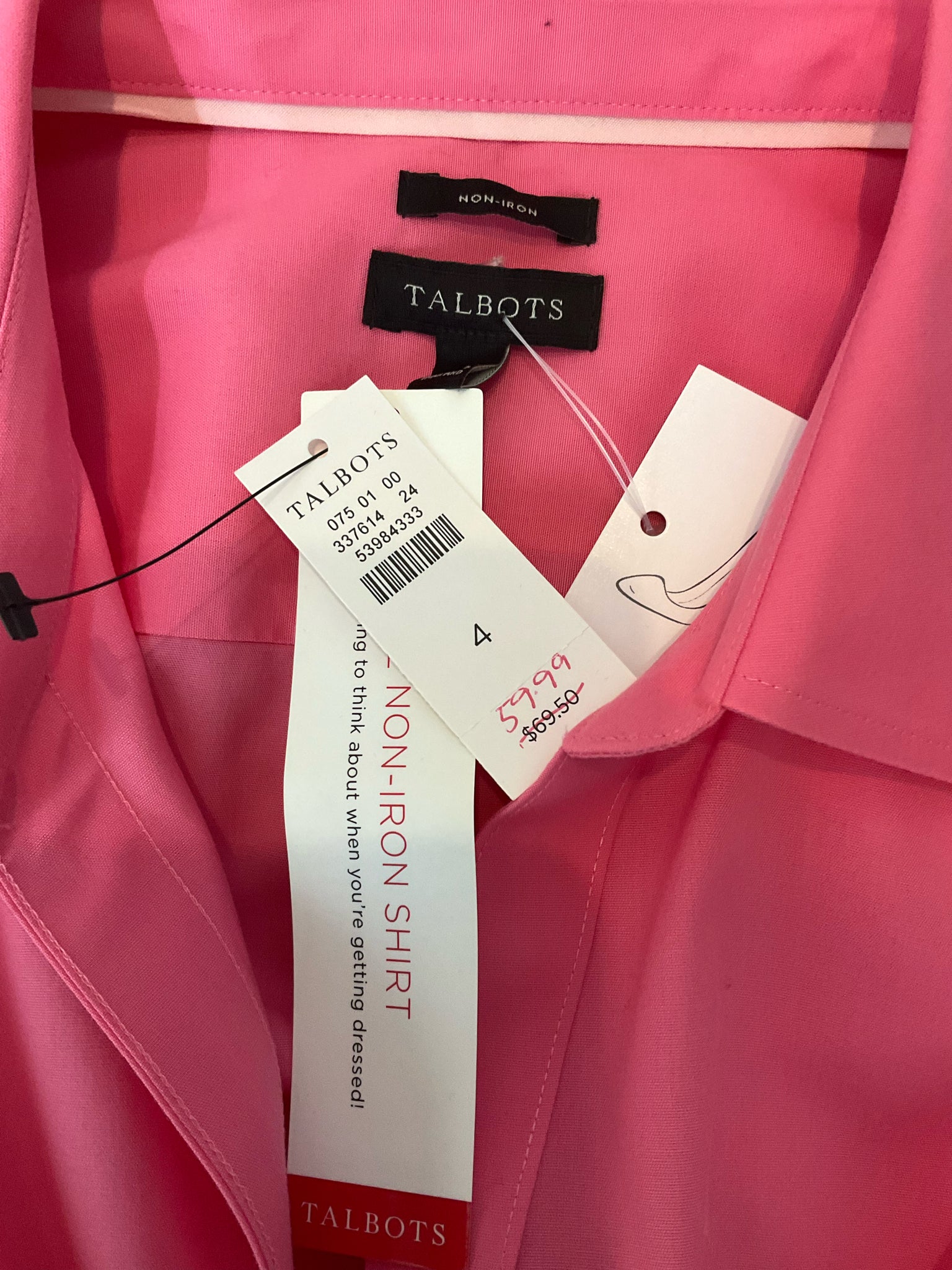 Talbots NWT Non-Iron Sleeveless Perfect Shirt Size 4 Coral Pink