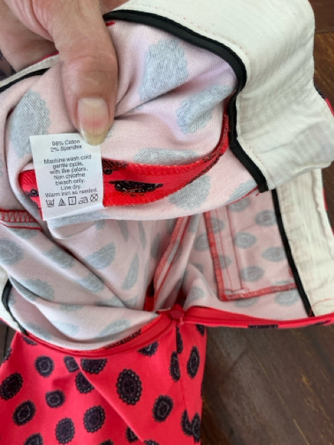 J. Crew Minnie Cropped Pants Medallion Print Neon Coral Navy Size Small - ONLINE ONLY