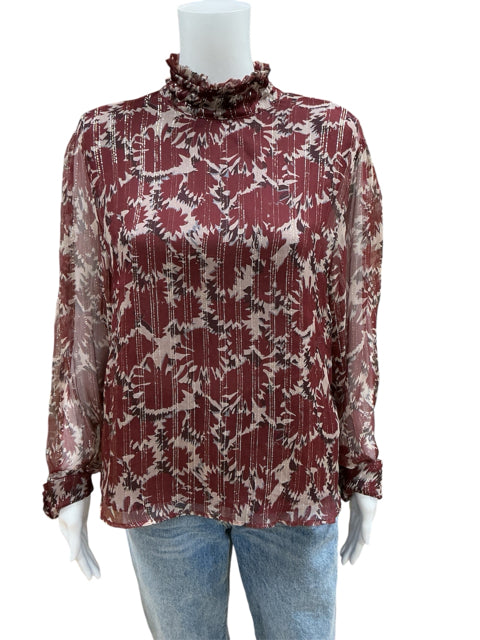 Warm Size 2 maroon sparkle Blouse - Downstairs