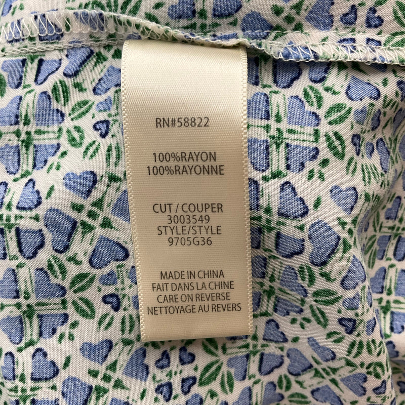 Max Studio White/Blue/Green Floral Pre-Owned Ladies Top - Size Large - Margaret’s Fine Consignment