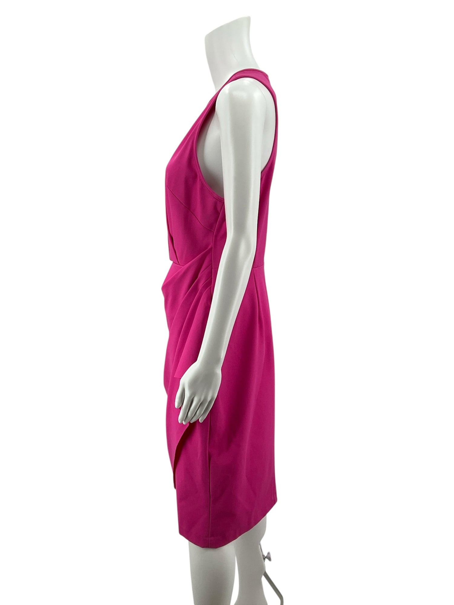 Laundry by Shelli Segal Fuchsia Draped Asymmetric Sheath Dress Size 12