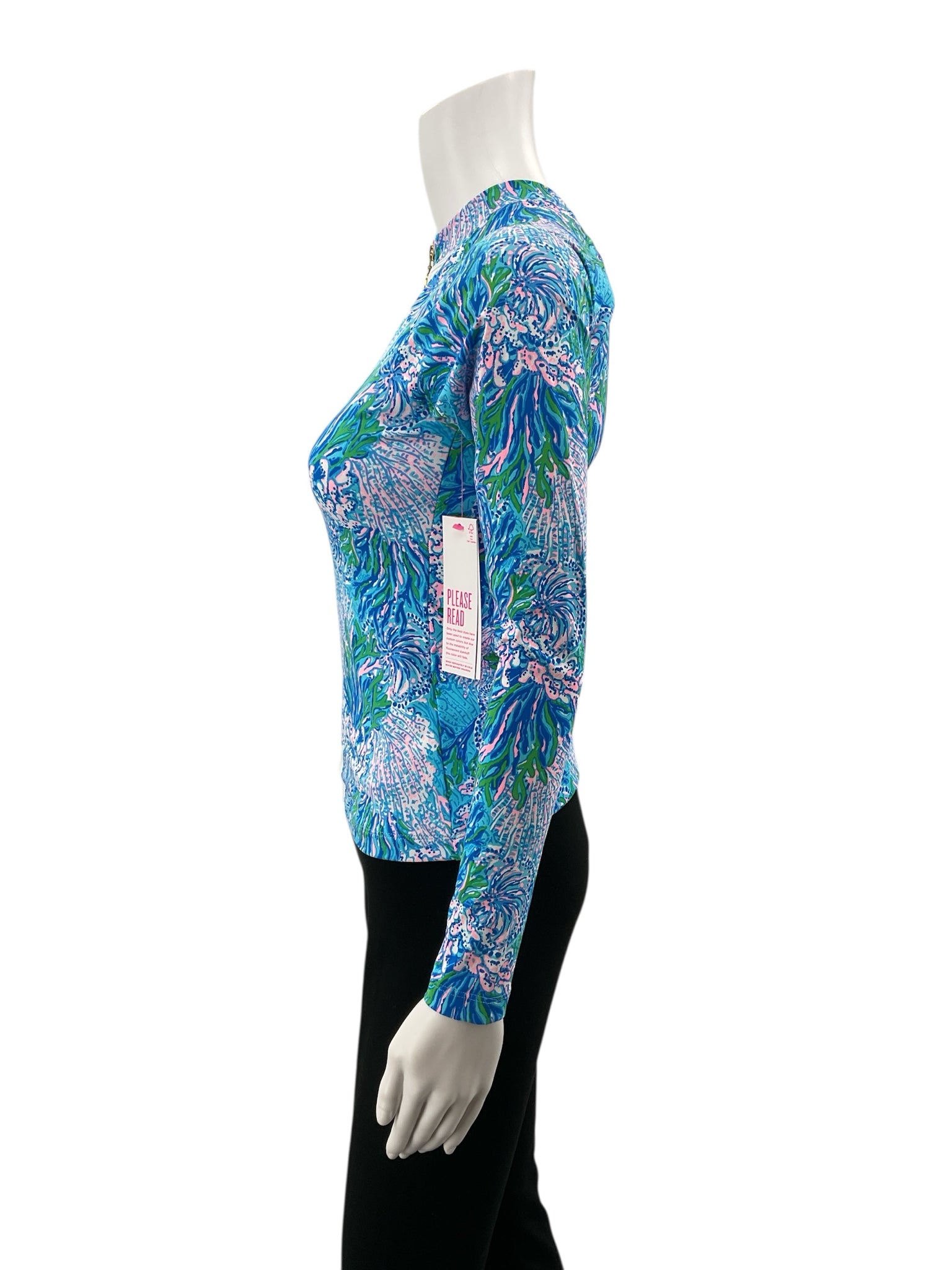 Lilly Pulitzer multi Long Sleeve Multi Tropical Pre-Owned Ladies Casual Top - Size 4 - Size 4