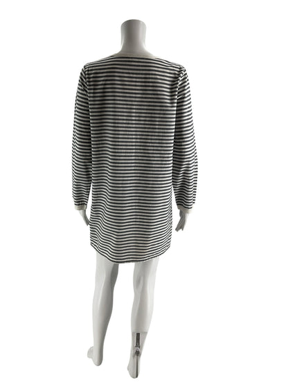 J Crew White/Gray Stripe Pre-Owned Ladies Dress - Size Small