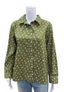 Lands End Green Floral Top Size 10P - front view