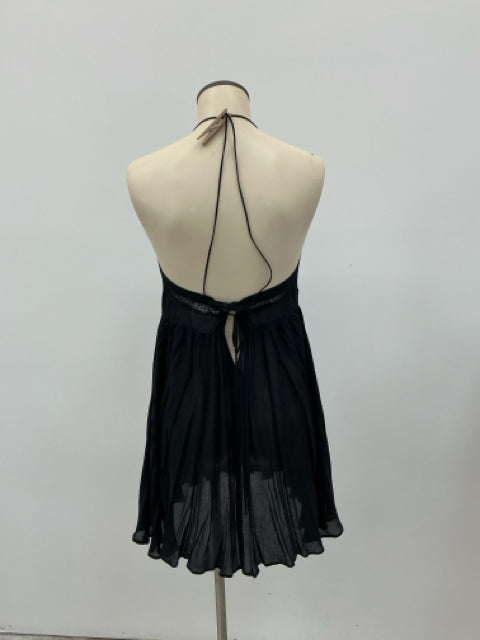 Free People La Nite Black Crochet Halter Mini Dress | Size XS - ONLINE ONLY