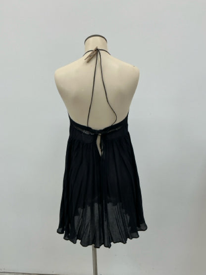 Free People La Nite Black Crochet Halter Mini Dress | Size XS - ONLINE ONLY